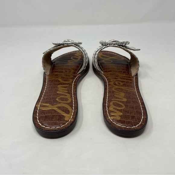 Nib Sam Edelman Gabriela Bright White Woven Nappa Leather Slide Sandal - Picture 8 of 12